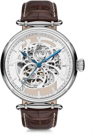 Masters TM270S-16KS 46mm Men's Skeleton Dial Automatic Watch, behaviorist excursion bask static Miyota 8N24 Movement, 50M. Water Resist, Stainless Steel & Leather Band Mecha 