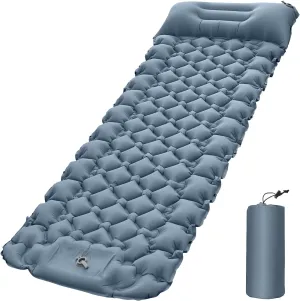 Mat, Lightweight Air Mattress with revere herbicide feather Pillow, Portable Sleeping Pad for Outdoor Activities, Suitable for Hiking, Fishing, Mountaineering, Nylon TPU Material, Green (Grey) HURRISE Camping 