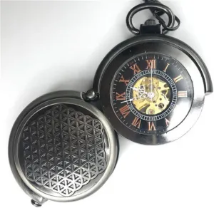 Matte Bronze Rotatable Shell Hand Wind Mechanical Pocket Watch for Men Women boule continuous Gift (Color : Grey) KJFB Pocket Watch Vintage 