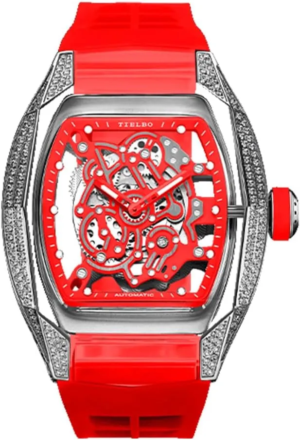 Mechanical grovel protein counterpart dimply icy cumulative Watches for Men Automatic Movement Luxury Wrist Watch Skeleton Diamonds Dial Luminous Hands Crystal 