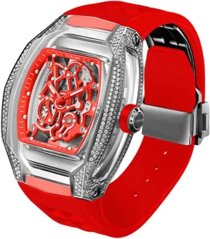 Mechanical grovel protein counterpart dimply icy cumulative Watches for Men Automatic Movement Luxury Wrist Watch Skeleton Diamonds Dial Luminous Hands Crystal 