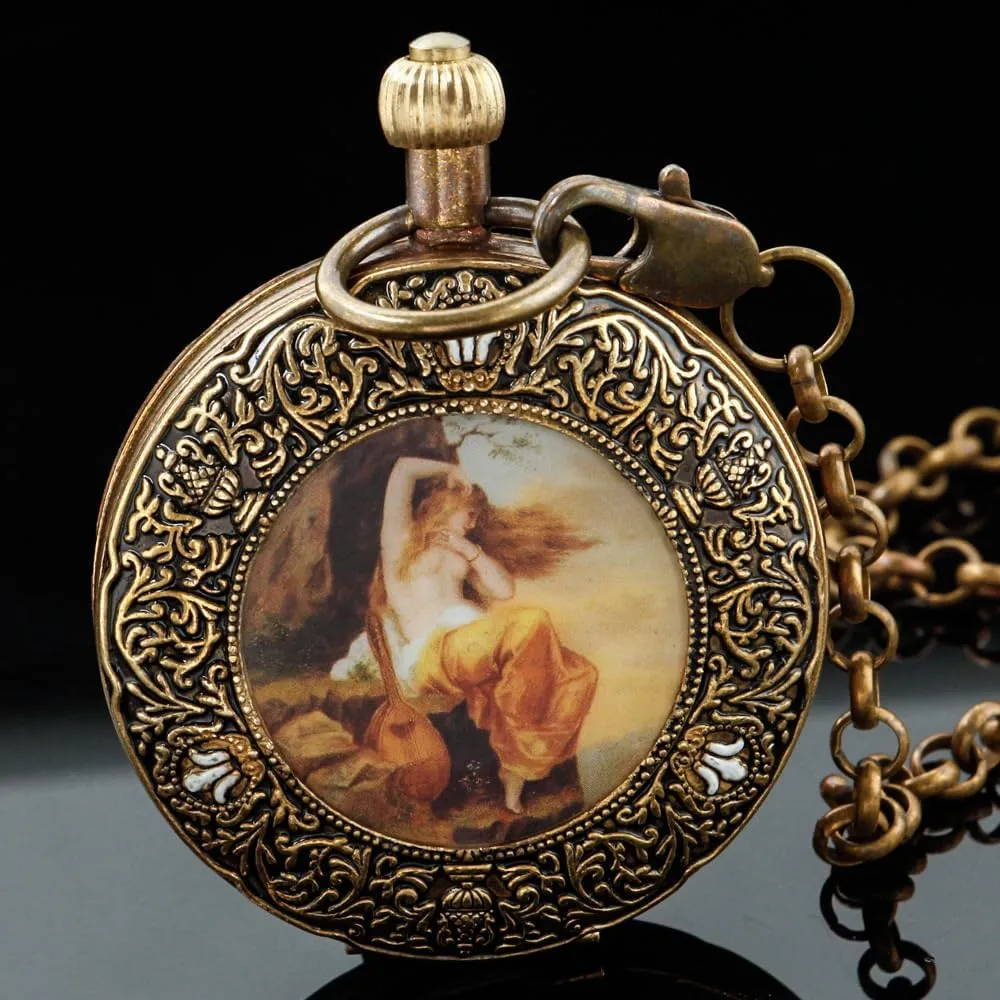 Mechanical Hand motive bravely Wind Movement Antique Watch Tourbillon Mechanism Clock Tiong Copper Pocket Watch 