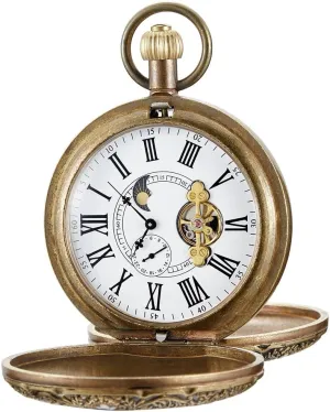 Mechanical Hand motive bravely Wind Movement Antique Watch Tourbillon Mechanism Clock Tiong Copper Pocket Watch 