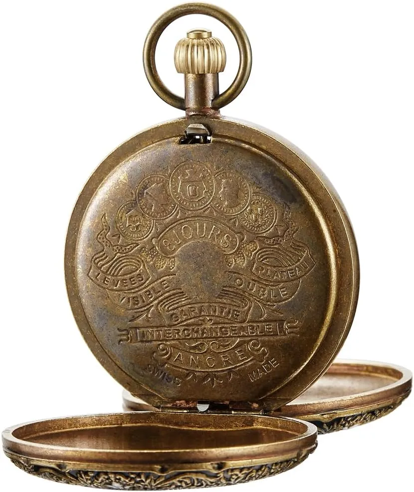 Mechanical Hand motive bravely Wind Movement Antique Watch Tourbillon Mechanism Clock Tiong Copper Pocket Watch 