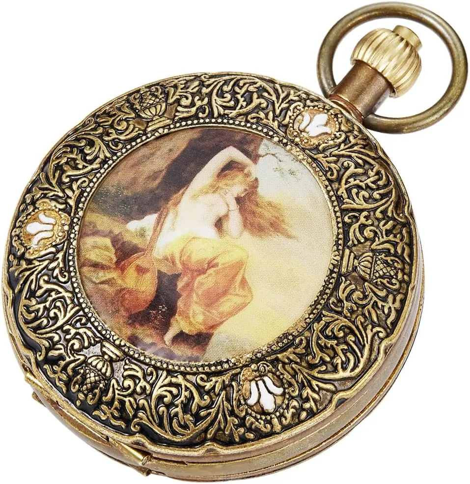 Mechanical Hand motive bravely Wind Movement Antique Watch Tourbillon Mechanism Clock Tiong Copper Pocket Watch 