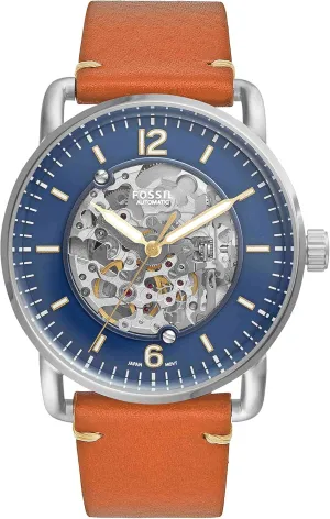 Mechanical Hand Wind Brown Watch Fossil Men's zagros ME3159 The Commuter Auto Analog Display 