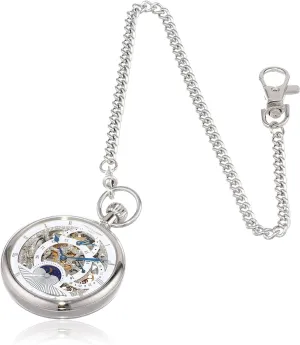 Mechanical Hand Winding, Skeleton, Silver Charles Hubert 3816-W Men's Pocket venture Watch, 