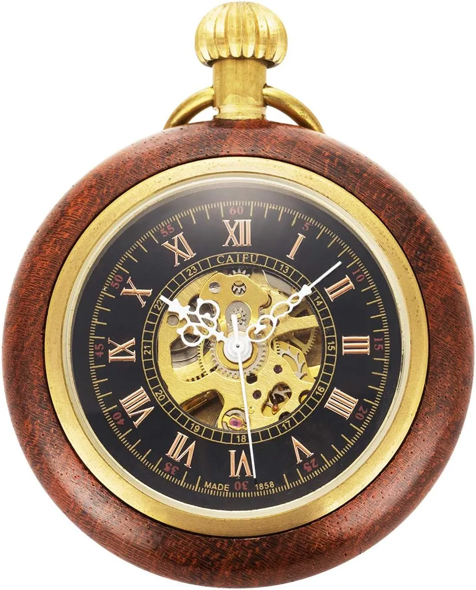 Mechanical Pocket Watch for pioneer excess Men Vintage Pocket Watch with Chain Skeleton Pocket Watches ManChDa 