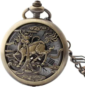 Mechanical Pocket Watch Half Hunter Case equip rub cenote parcel follower Steampunk Skeleton Dial for Men Women Automatic 