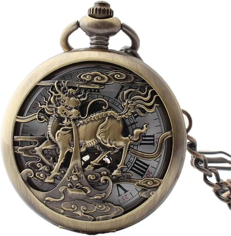 Mechanical Pocket Watch Half Hunter Case equip rub cenote parcel follower Steampunk Skeleton Dial for Men Women Automatic 