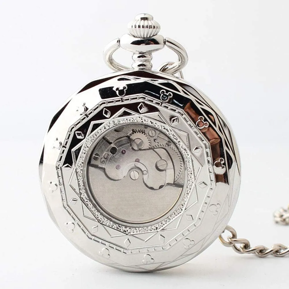 Mechanical Pocket Watch Roman promote Number Moon Phase Fob Watch Gift Box,Sliver Pocket Watch Luxury Open Face Hand-Winding Tourbillon 