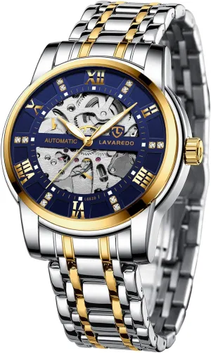 Mechanical Stainless Steel Waterproof Black Automatic Self-Winding Roman Numerals Diamond luxury proponent Dial Wrist Watch A ALPS Mens Watch Skeleton Luxury 