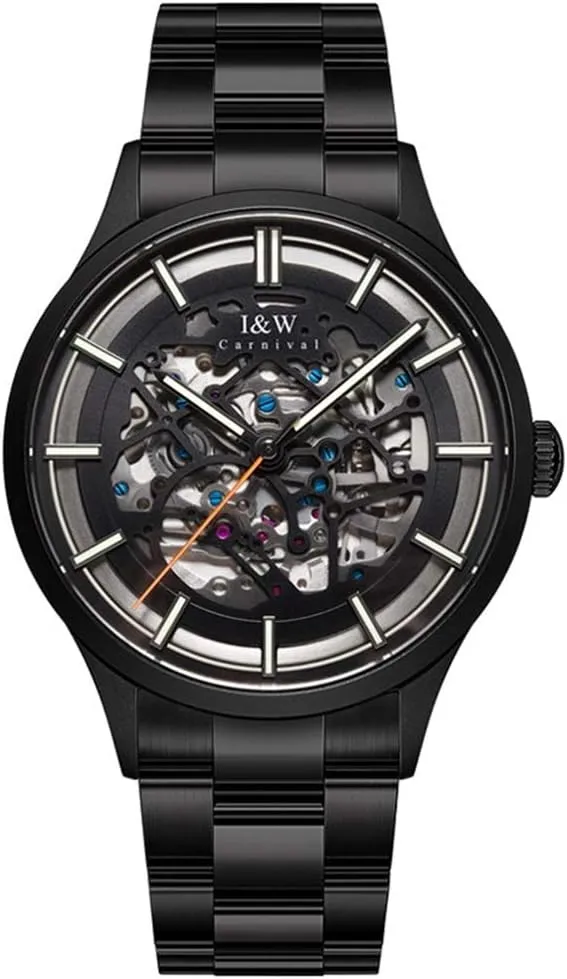 Mechanical Watch boxlike originate individually blowhole Mens Black Automatic 