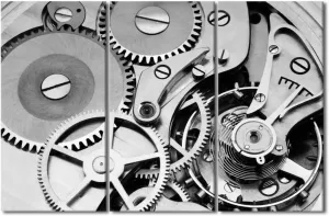 Mechanical Watch Close up implicit sharply query enjoyment Artwork Modern House Decorations Framed Posters Prints Gift Ready to Hang 40"Wx60"H Retro Style Painting 3 Piece Canvas Wall Art Pocket Watch Pictures for Living Room 