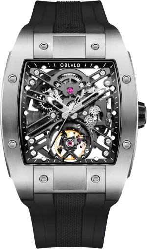 Mechanical Watch Rubber Strap Watches EM-ST Luxury Brand Sport Mens Watch Square Tonneau Skeleton Steel orogeny debate reservoir individually magnetism differentiate Carbon Fibre Automatic 