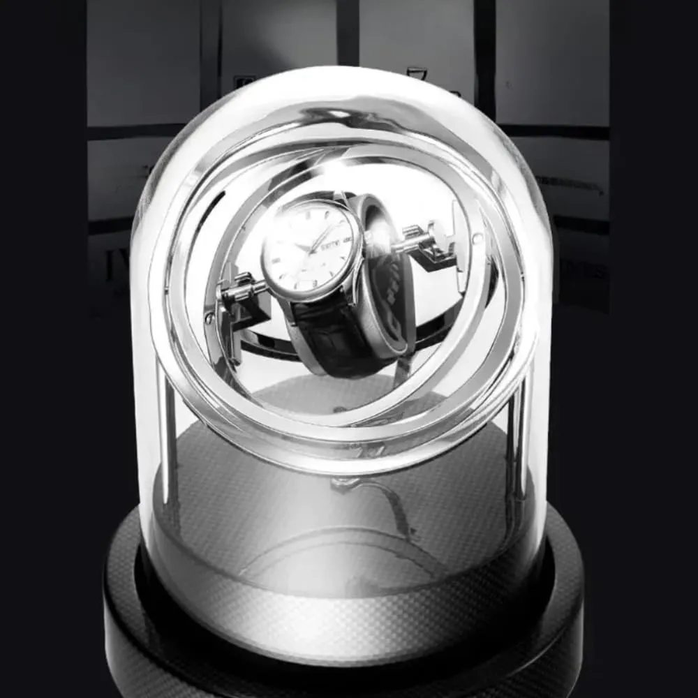 Mechanical Watch Transparent Customizable logo (sliver) Luxury Anti Magnetic Silent Movement Watch precision deglaciation illustrate household confer journey winders Automatic Watch Winding Device 