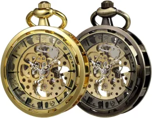 Mechanical Watches for Men, Gift for Husband Pocket Watch with Chain Skeleton pocketwatch Hand Wind Mechanical Watches inactivity for Mens, Mens Gifts Ideas VIGOROSO Mens Pocket Watch Skeleton Hand Wind 
