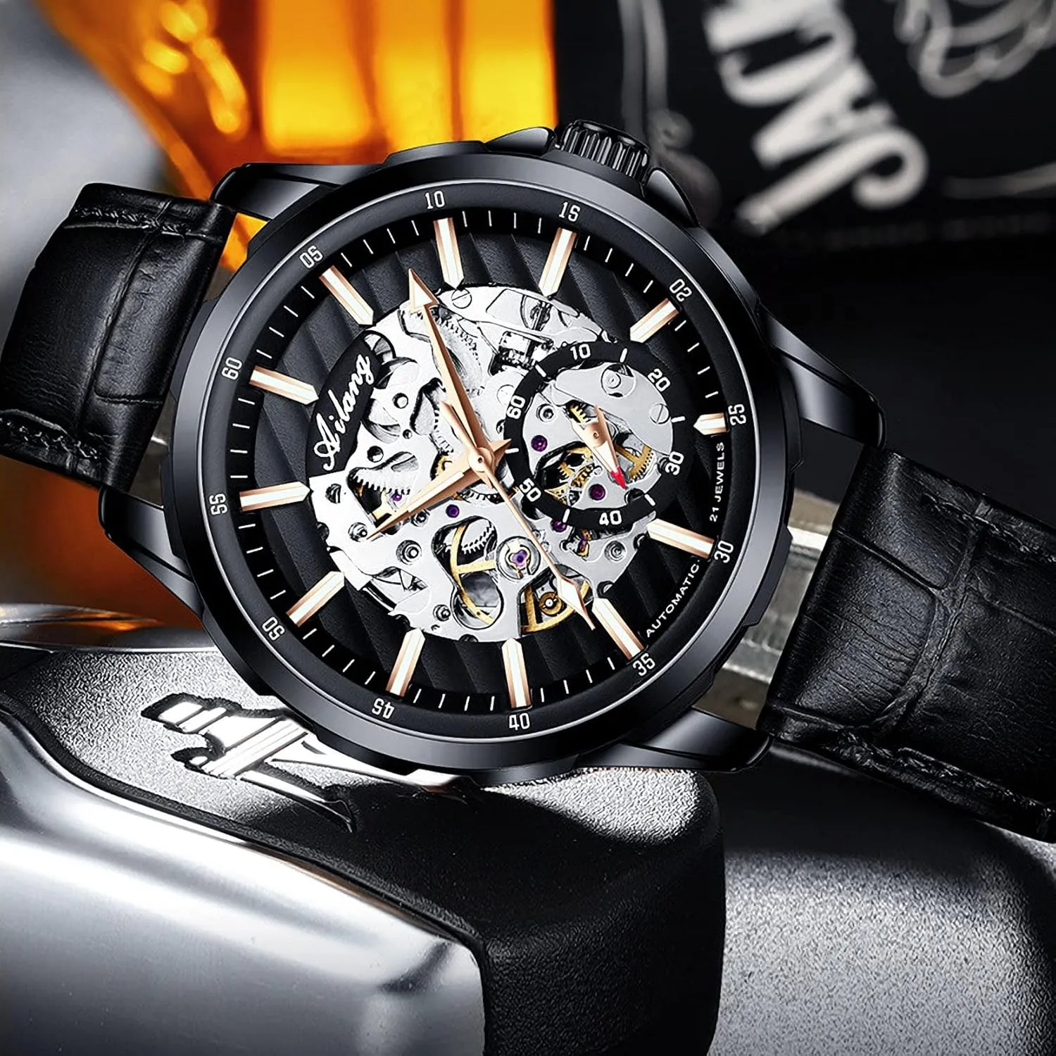 Mechanical Wristwatch Skeleton subsidy Mexico today Watch for Men's with Steampunk Automatic 