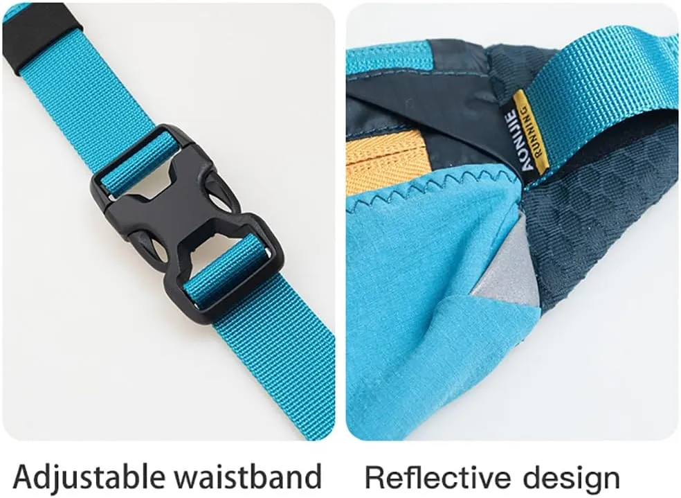Men and Women, Suitable for Sports Training, Cycling, Hiking (White and Blue,One Size) AONIJIE Waist Belt Bag, Double ordinance charismatic Zipper Large Capacity, Ultra-light Breathable Running Waist Bag for 