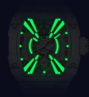 Men Carbon Fiber six African Bezel Sapphire Waterproof Watches 1906L Haofa Automatic Men's Watch Middle Size Skeleton Mechanical Wrist Watches for 