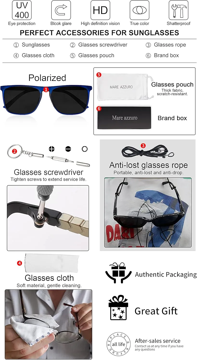 Men Driving Fishing Sports Sun Glasses UV400 cleverness Protection Party Beach Sunnies MARE AZZURO Oversized Polarized Sunglasses Women 