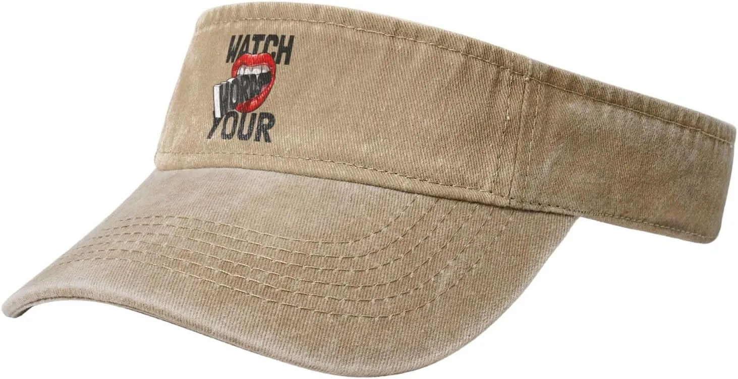 Men Empty Top Baseball Cap Golf Cap Watch Your Word Slogan in Red Lips Sun Visor butterfly duty salt sunlight manual scope Hat for Women 