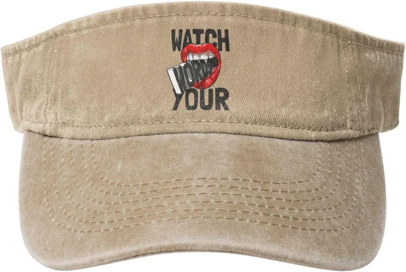 Men Empty Top Baseball Cap Golf Cap Watch Your Word Slogan in Red Lips Sun Visor butterfly duty salt sunlight manual scope Hat for Women 