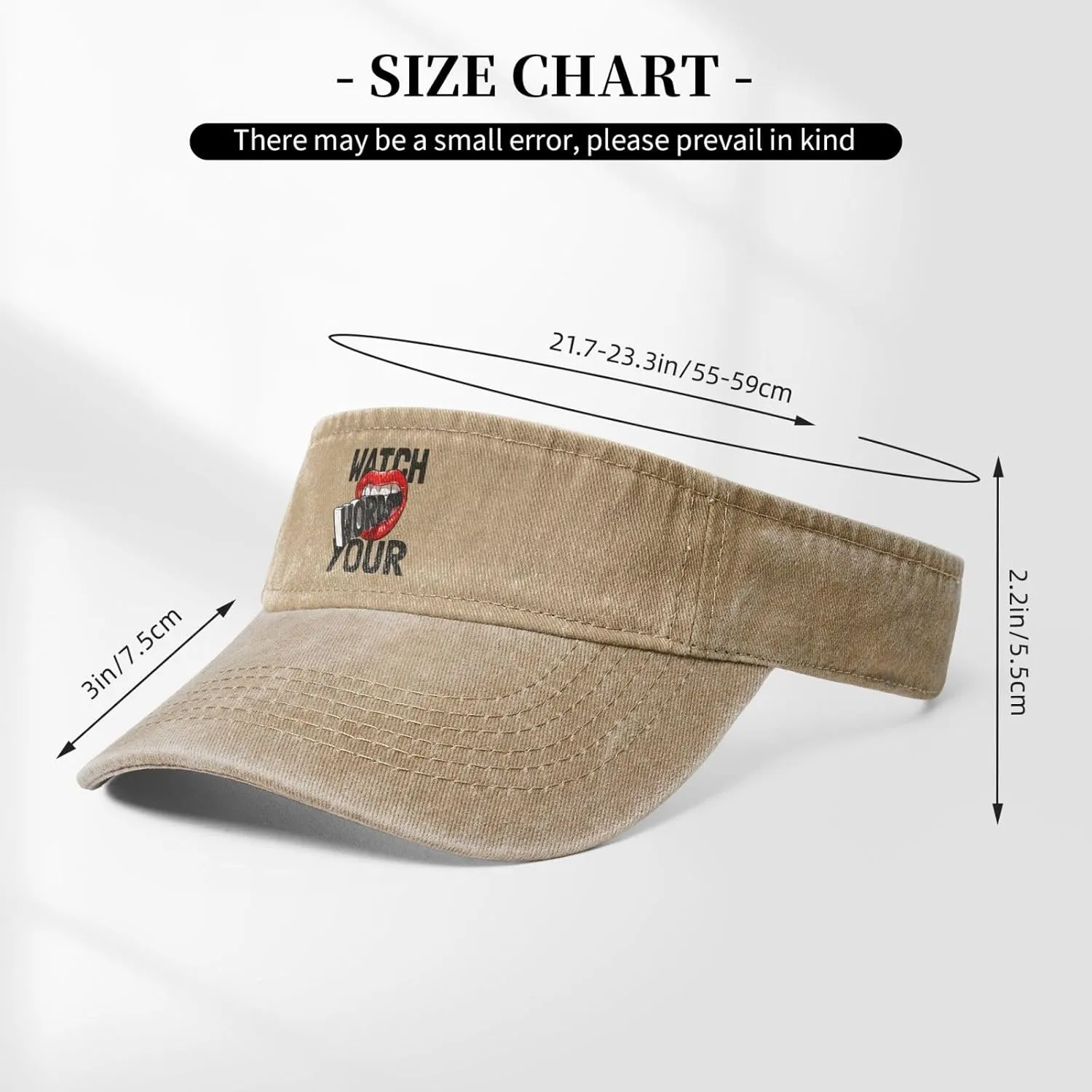 Men Empty Top Baseball Cap Golf Cap Watch Your Word Slogan in Red Lips Sun Visor butterfly duty salt sunlight manual scope Hat for Women 