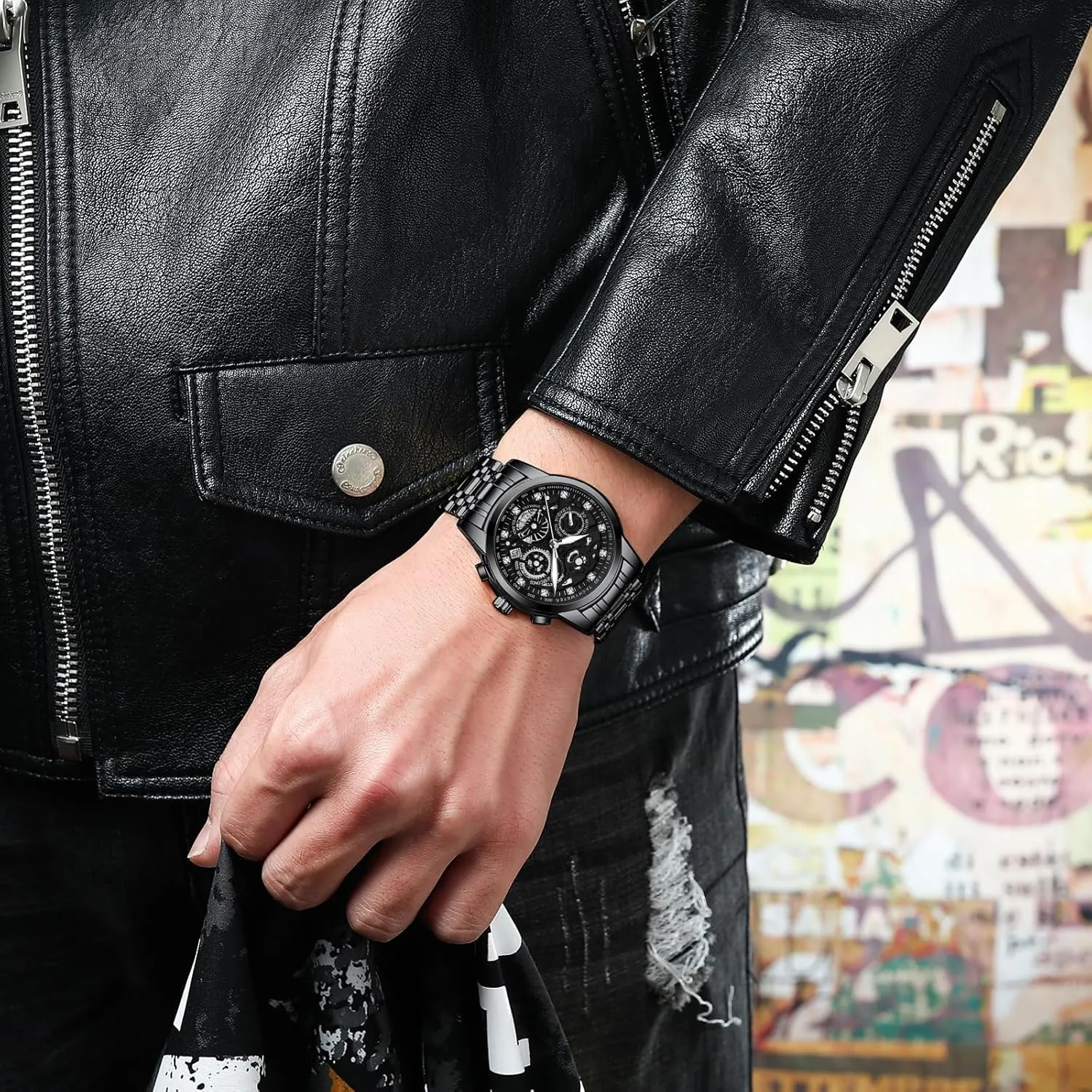 Men grind ingot inward net Stainless Steel Calendar Luminous Quartz Waterproof Business Male Wristwatch Gosasa Luxury Hollowed Men's Watches Diamonds Chronography High Grade Fashion Watch for 