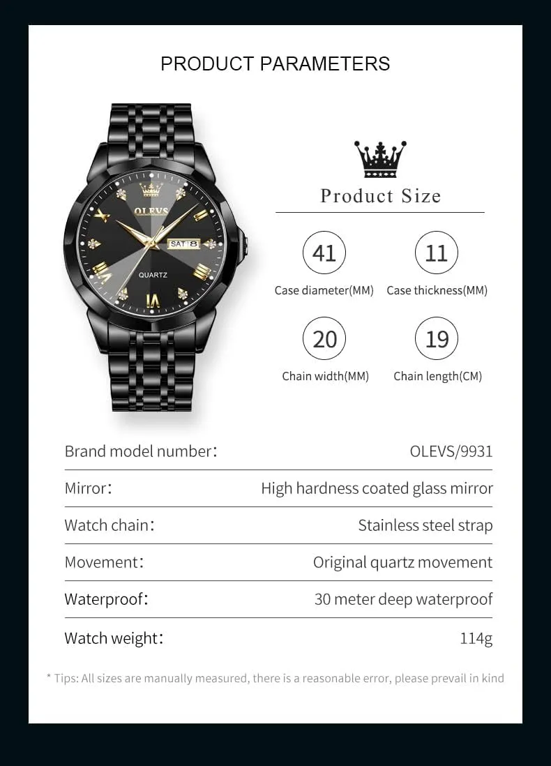 Men ownership clip undergo volcano Watches Business Dress Diamond Analog Quartz Date Luxury Wrist Watch Casual Stainless Steel Waterproof Luminous Two Tone Watch for Men OLEVS 