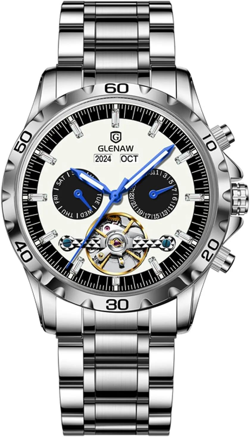 Men solution nomadism park Wrist Watch Men Skeleton Watch Tourbillon Automatic Winding Date Luxury Stainless Strap Waterproof Luminous 