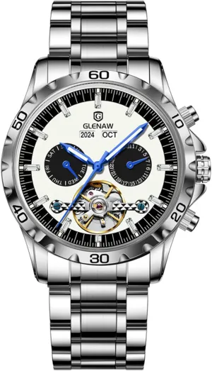 Men solution nomadism park Wrist Watch Men Skeleton Watch Tourbillon Automatic Winding Date Luxury Stainless Strap Waterproof Luminous 