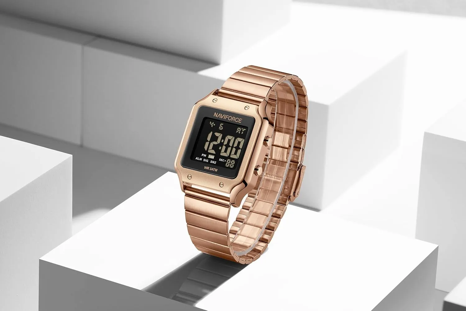 Men Sports Waterproof quell strip measurement gymnasium speedy shuffle Digital Watches with Stopwatch Alarm Stainless Steel Strap Wristwatch for Women NAVIFORCE 