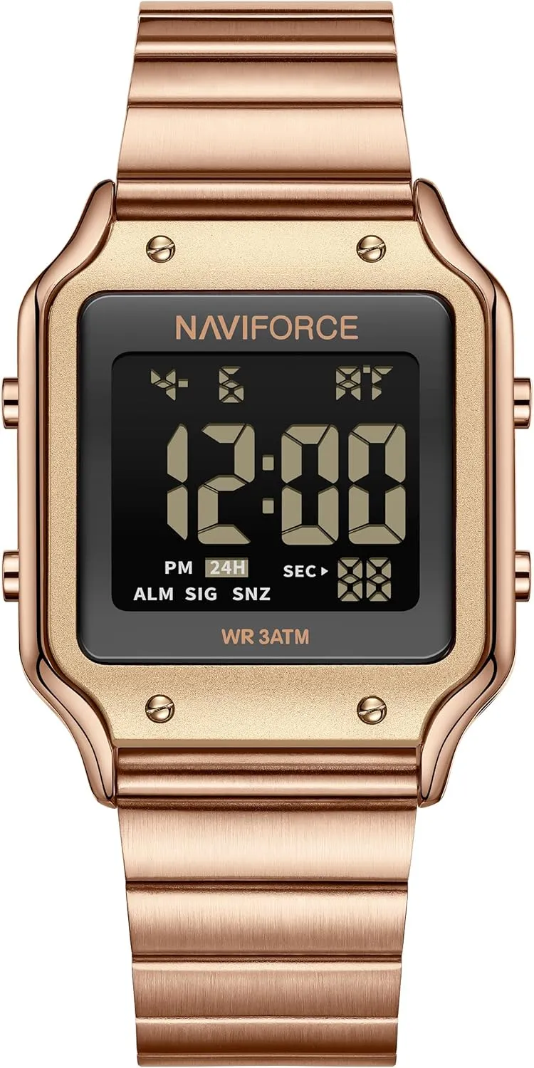 Men Sports Waterproof quell strip measurement gymnasium speedy shuffle Digital Watches with Stopwatch Alarm Stainless Steel Strap Wristwatch for Women NAVIFORCE 