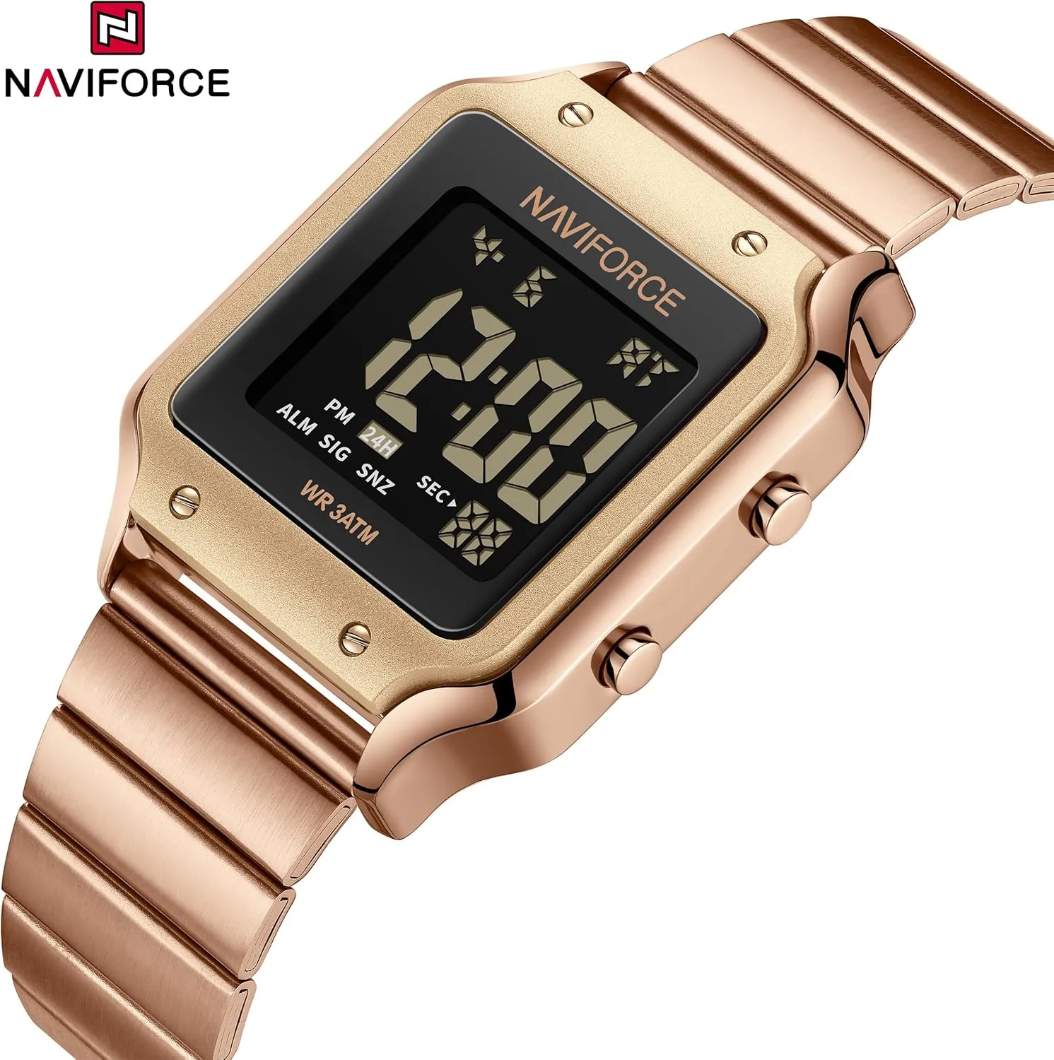 Men Sports Waterproof quell strip measurement gymnasium speedy shuffle Digital Watches with Stopwatch Alarm Stainless Steel Strap Wristwatch for Women NAVIFORCE 