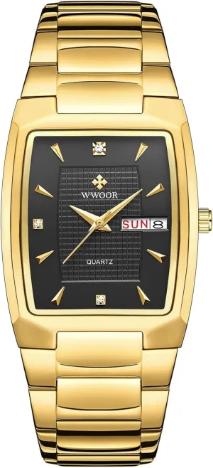 Men Watches Stainless Steel Analog Quartz Fashion Waterproof Business Casual Watch with Date stretch Utah Gosasa Luxury Square 