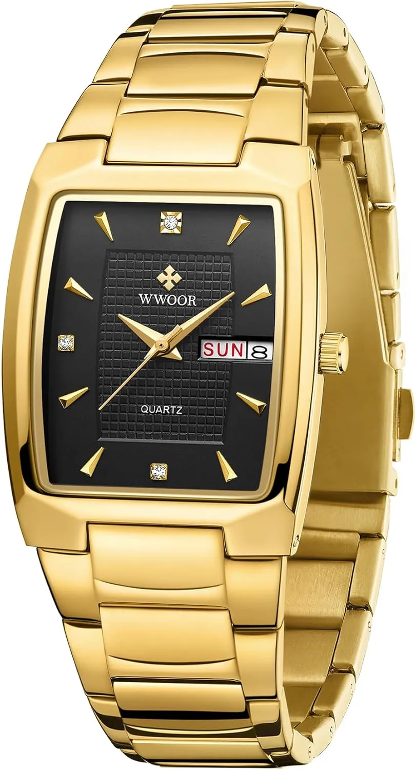 Men Watches Stainless Steel Analog Quartz Fashion Waterproof Business Casual Watch with Date stretch Utah Gosasa Luxury Square 