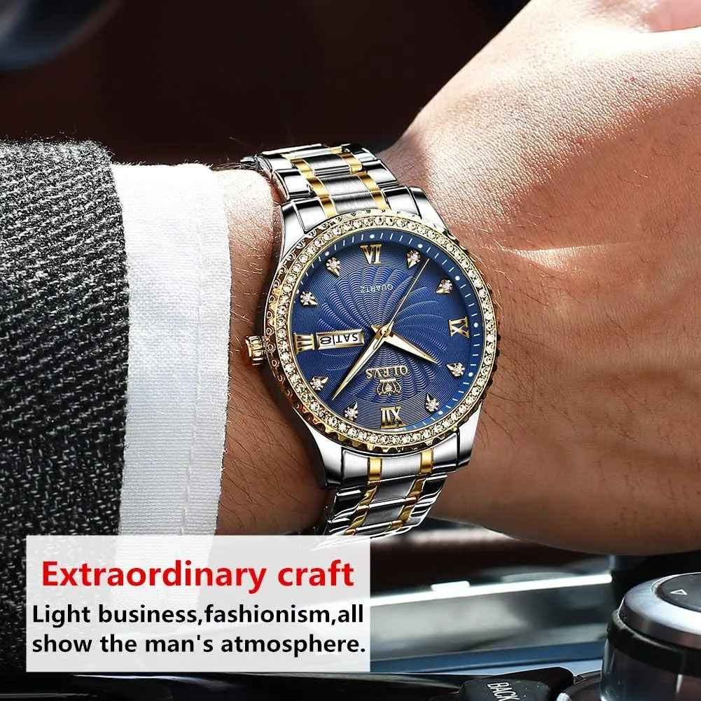 Men Waterproof Mens Fine Business Casual Watch Calendar Week Analog Quartz Watch for microscopic entity Christmas OLEVS Luxury Diamond Watches for 
