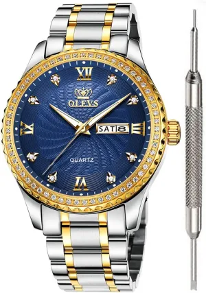 Men Waterproof Mens Fine Business Casual Watch Calendar Week Analog Quartz Watch for microscopic entity Christmas OLEVS Luxury Diamond Watches for 