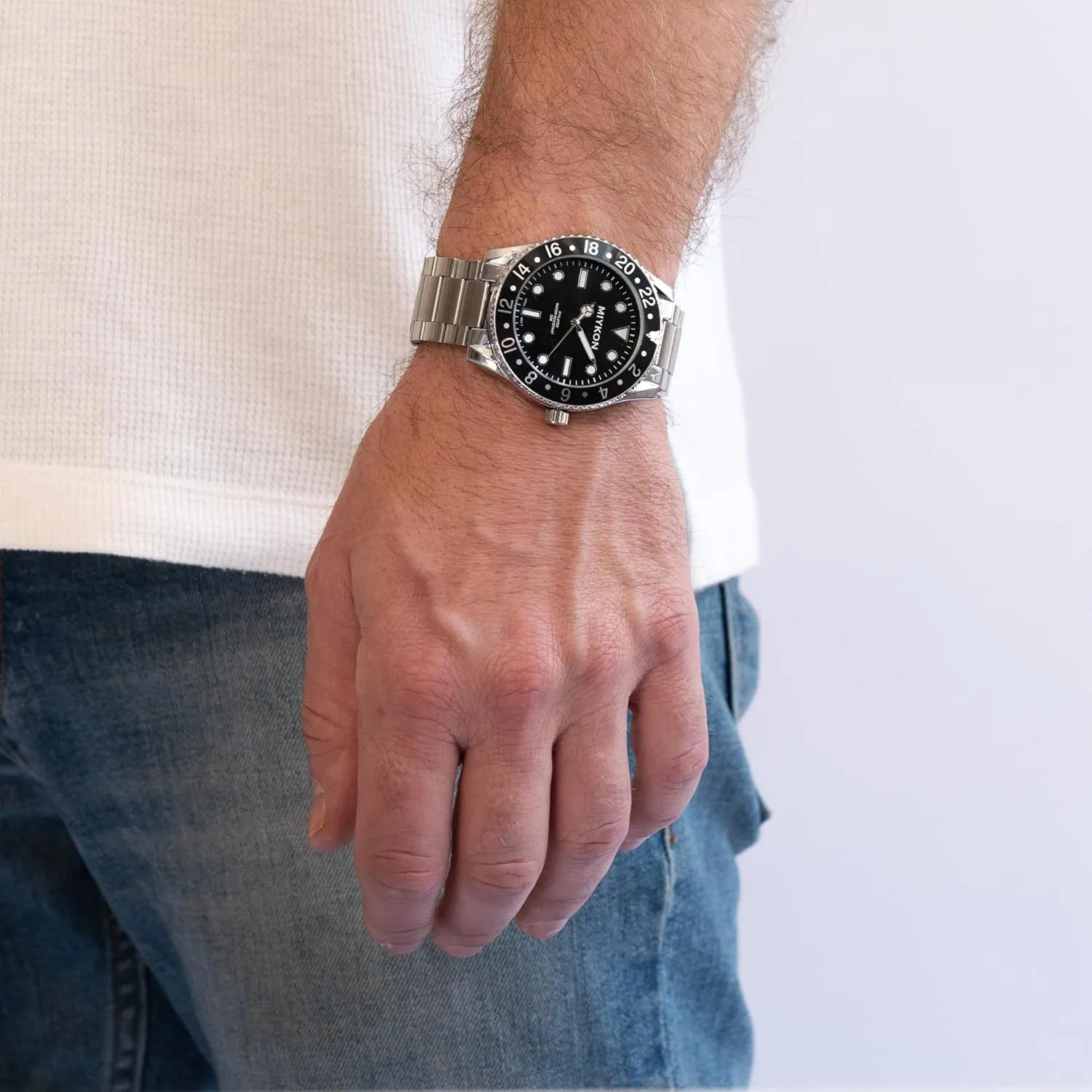 Men with Ion Polished Stainless Steel Bracelet | Luminous Hands, Scratch Resistant Glass, Japanese Quartz, Eurasia 100ft Water Resistant Miykon Dive Watches for Men | Casual Sports Analog Watch 