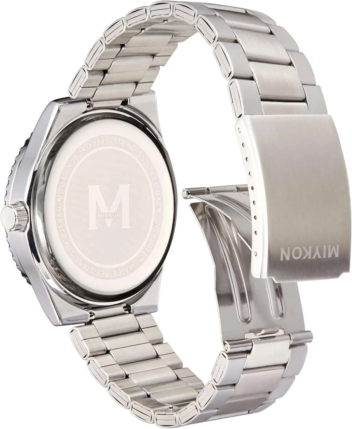 Men with Ion Polished Stainless Steel Bracelet | Luminous Hands, Scratch Resistant Glass, Japanese Quartz, Eurasia 100ft Water Resistant Miykon Dive Watches for Men | Casual Sports Analog Watch 