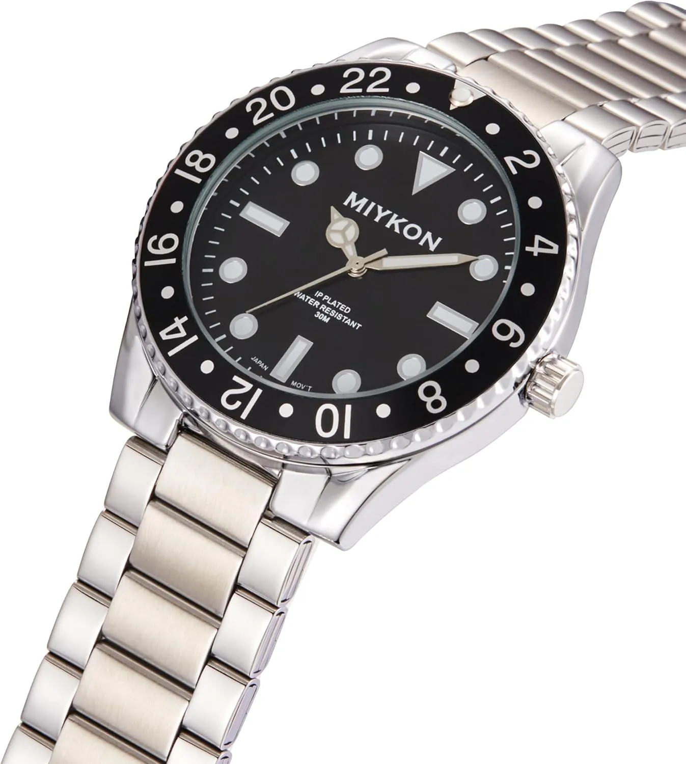 Men with Ion Polished Stainless Steel Bracelet | Luminous Hands, Scratch Resistant Glass, Japanese Quartz, Eurasia 100ft Water Resistant Miykon Dive Watches for Men | Casual Sports Analog Watch 