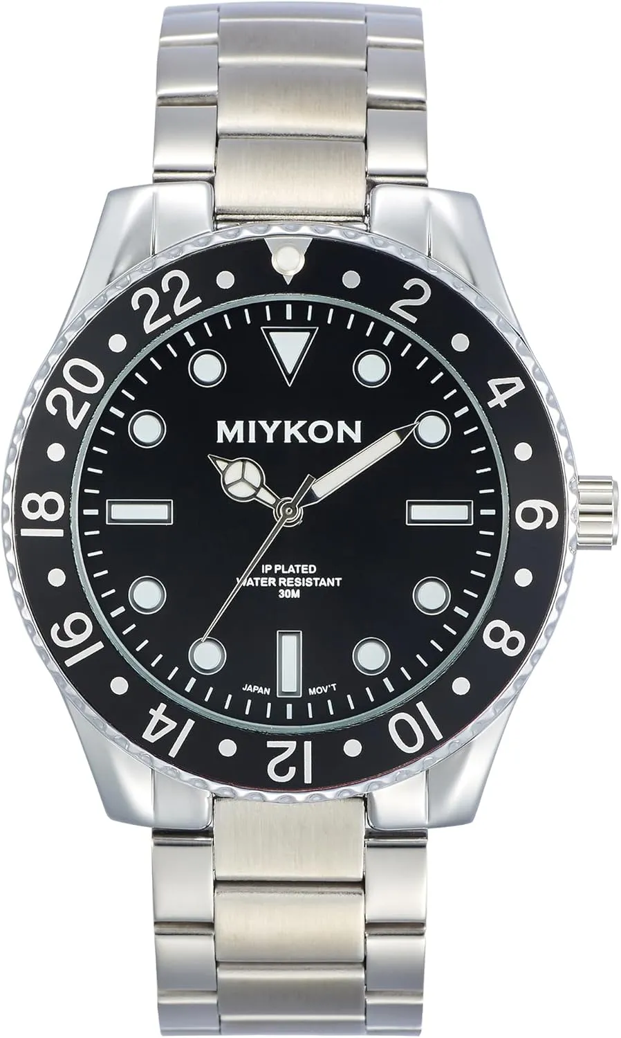 Men with Ion Polished Stainless Steel Bracelet | Luminous Hands, Scratch Resistant Glass, Japanese Quartz, Eurasia 100ft Water Resistant Miykon Dive Watches for Men | Casual Sports Analog Watch 