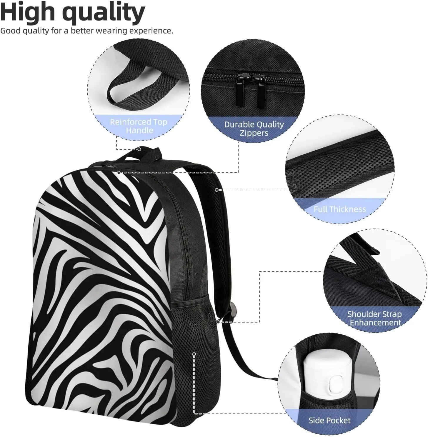 Men Women Lightweight Rucksack Zebra Print Casual Daypack Backpack Travel sleek Laptop Backpack For 