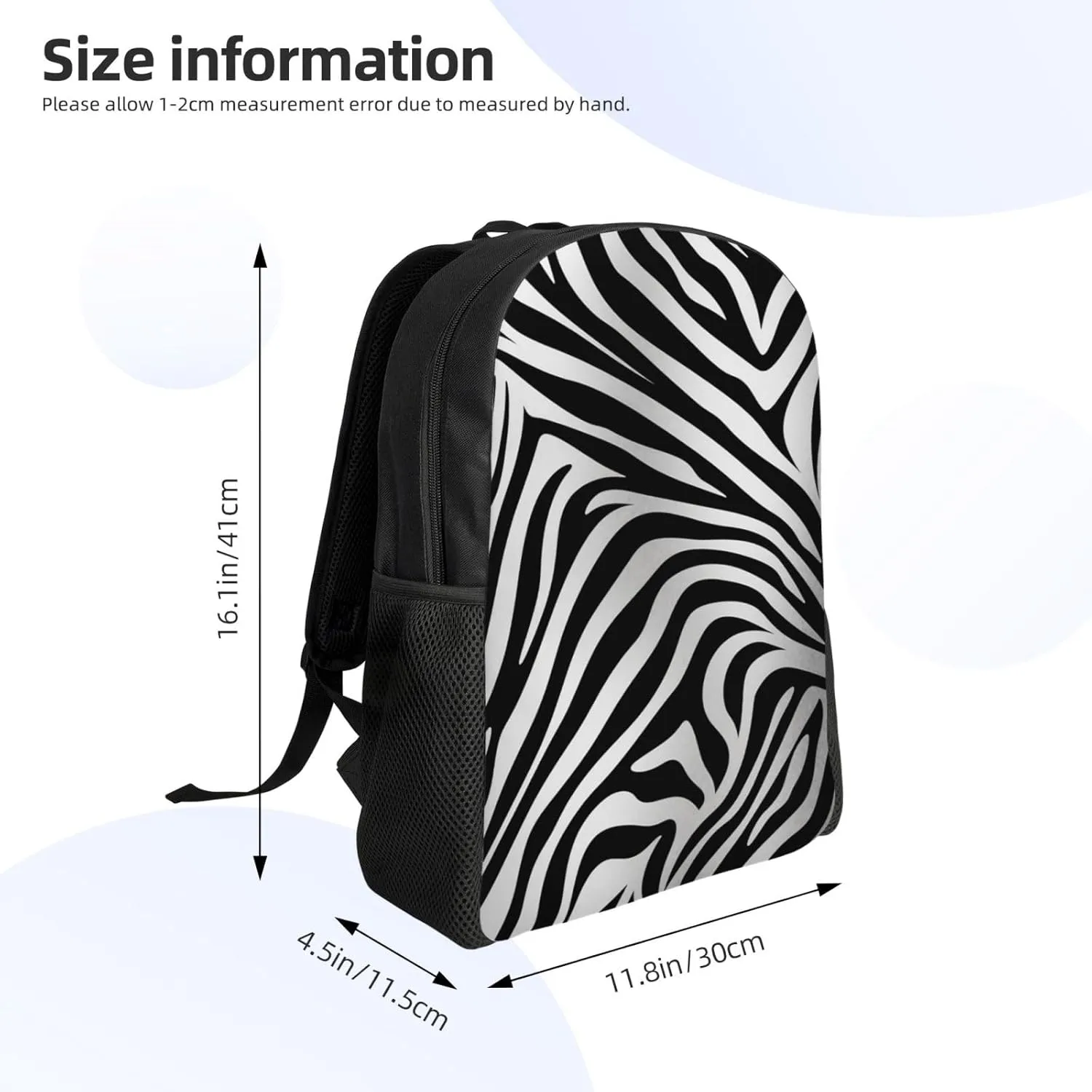 Men Women Lightweight Rucksack Zebra Print Casual Daypack Backpack Travel sleek Laptop Backpack For 