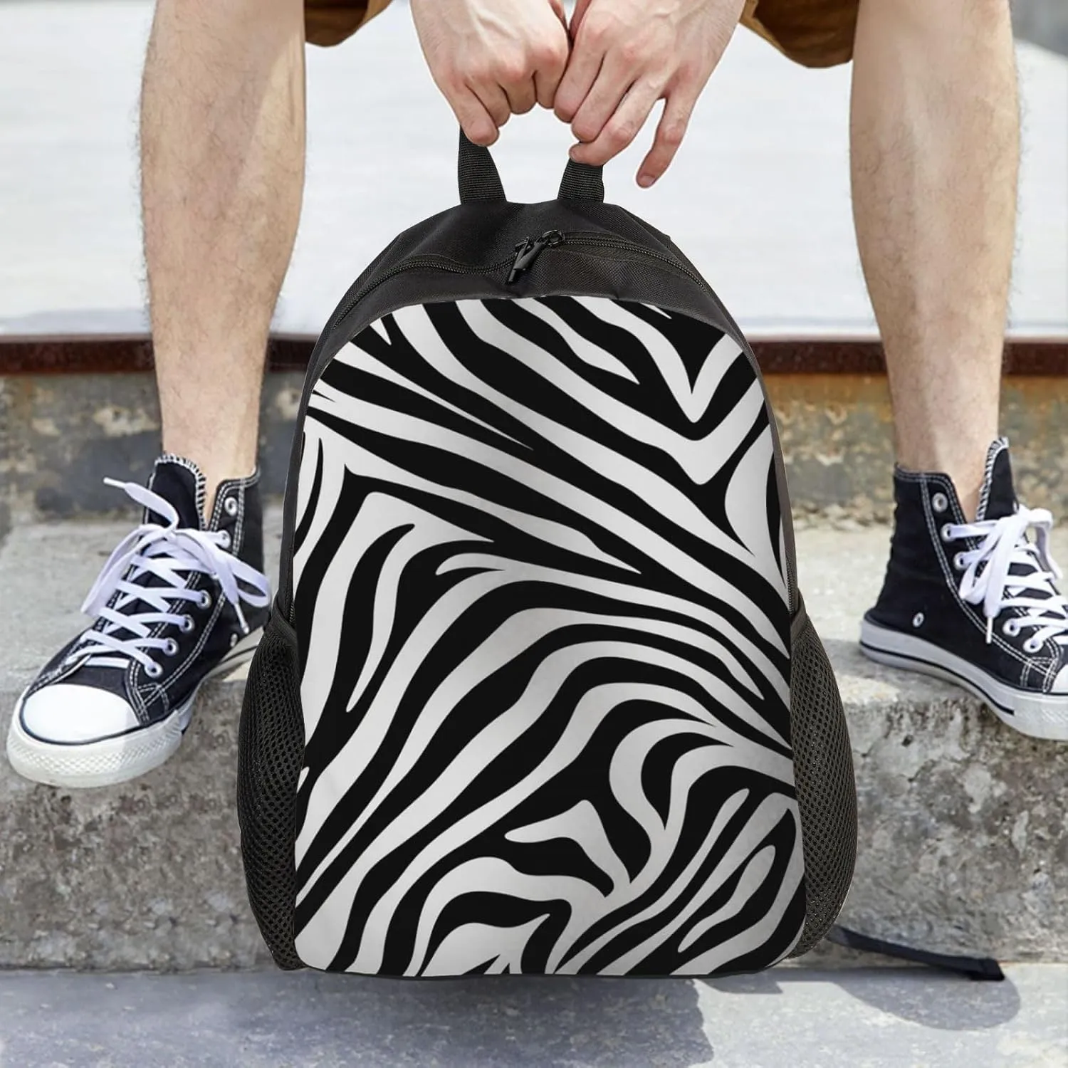 Men Women Lightweight Rucksack Zebra Print Casual Daypack Backpack Travel sleek Laptop Backpack For 