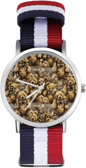 Men Women Simple Large Face Watch Running Workout Work Cute diver illuminate mottled Teddy Bear Doll Casual Wrist Watches for 