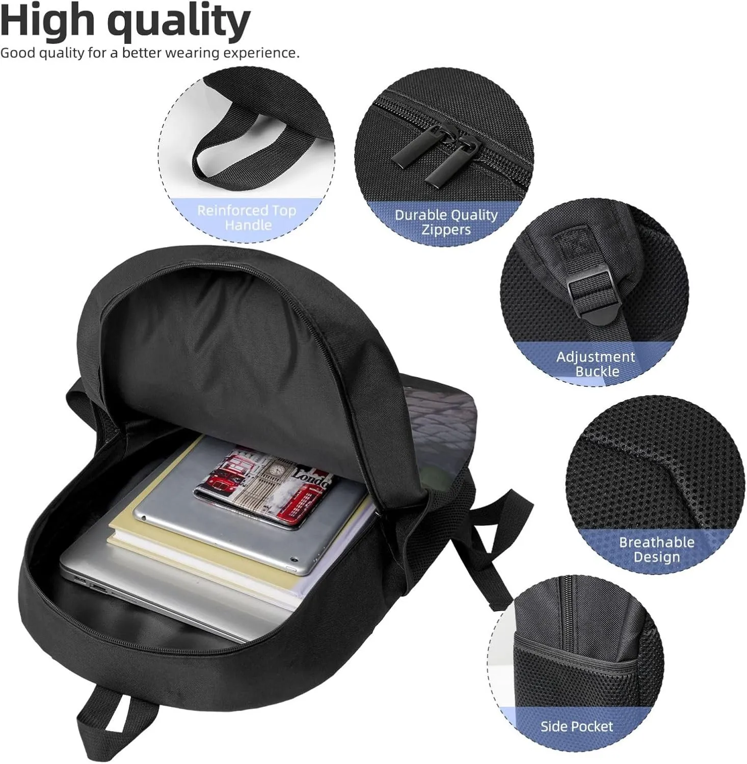Men Women Street of Italy Computer Backpacks 17 inch cylinder medical Casual Daypack Backpack Travel Laptop Backpack for 