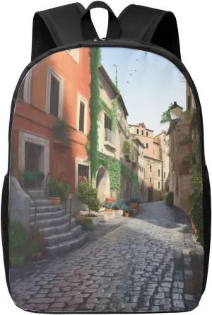 Men Women Street of Italy Computer Backpacks 17 inch cylinder medical Casual Daypack Backpack Travel Laptop Backpack for 