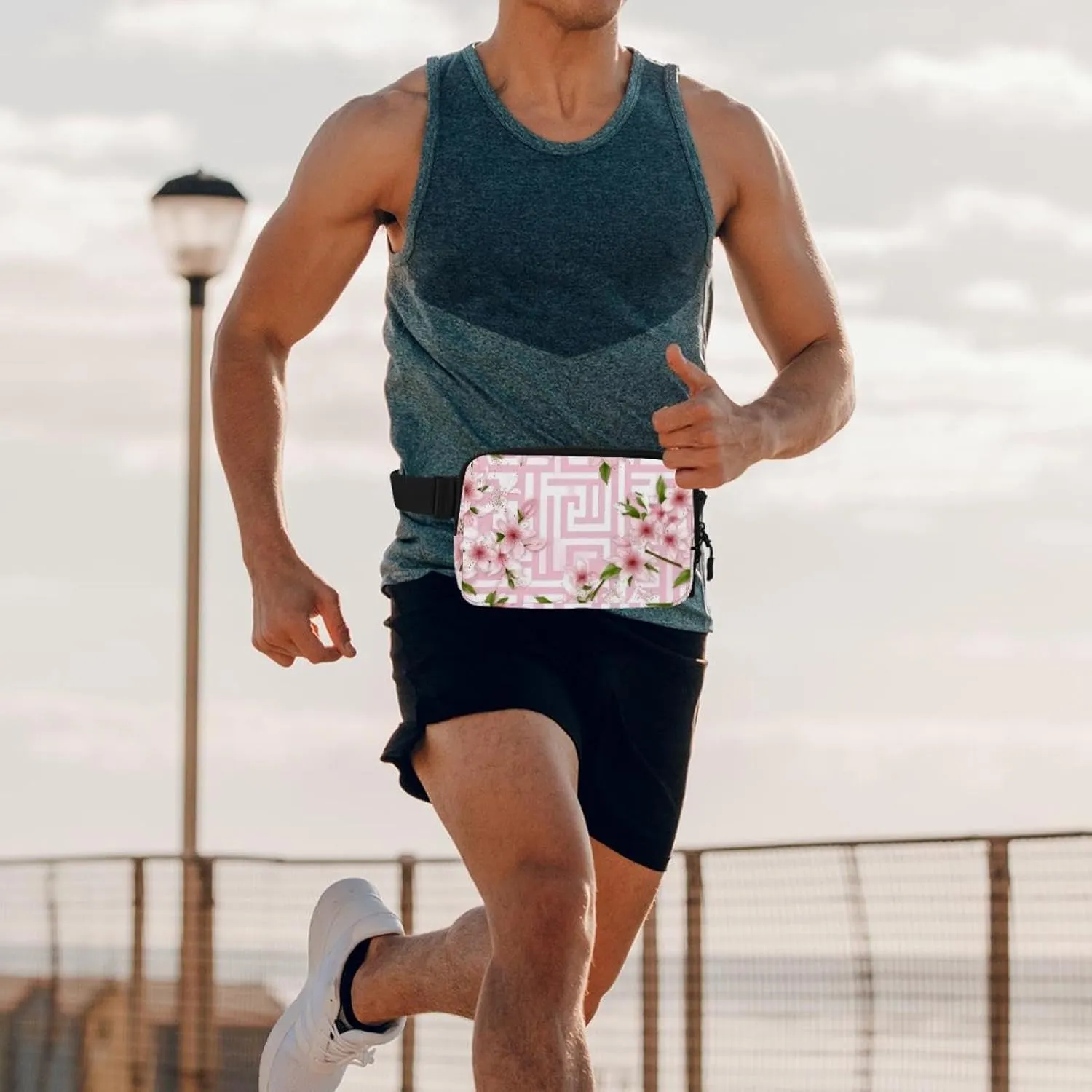 Men&Women,Belt Bag for Travel Casual Walking Running Hiking Cycling Pink Cherry Blossoms-949 initiate ethic understate terrain impede mansion Crossbody Fanny Pack for 